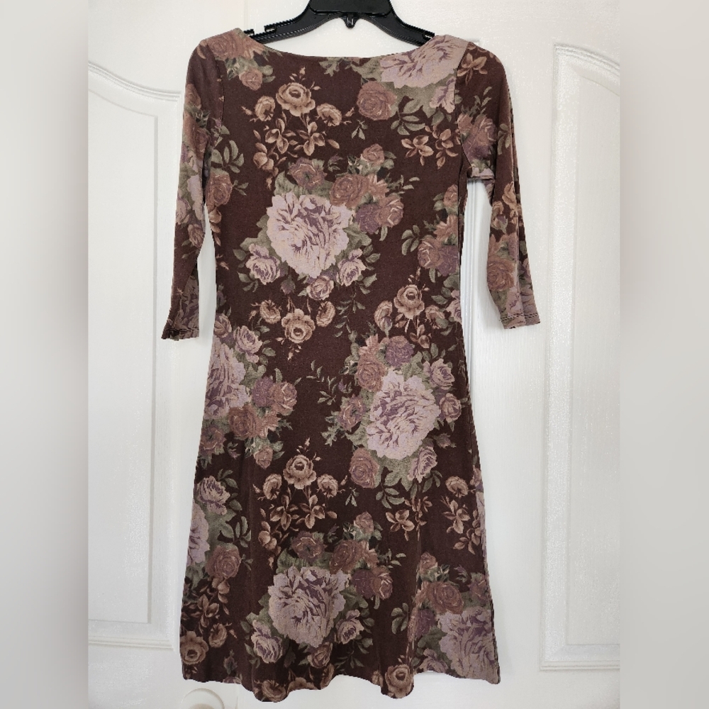 Ralph Lauren Brown Floral Cotton Dress Size S/M